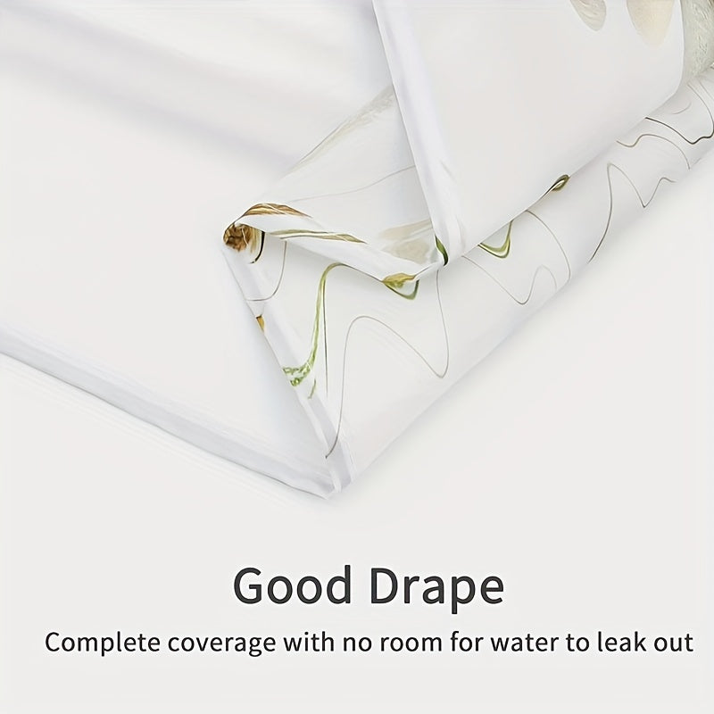 4-Piece Shower Curtain Set Waterproof Non-Slip Rugs Bath Mat Toilet Lid Cover 180x180cm