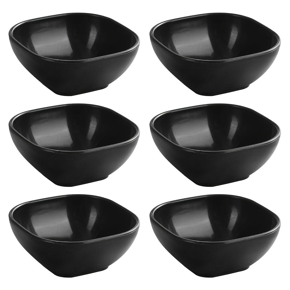 Set of 6 Square Dessert Bowls 9.65cm Polypropylene Condiment Side Dish Storage