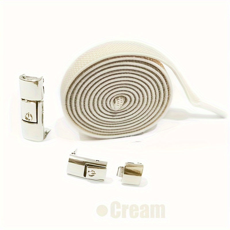 Unisex Elastic Flat Shoelaces With Metal Buckles No Tie Shoe Accessories