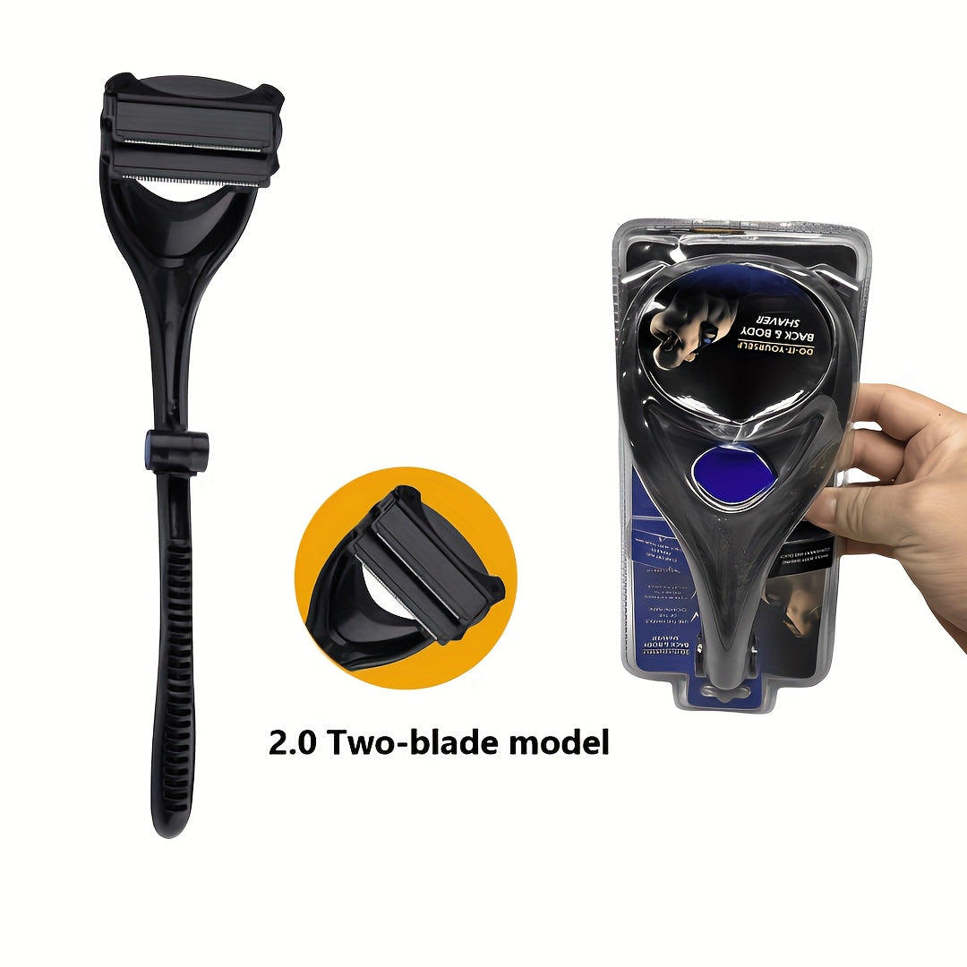 Afeitadora de espalda para hombres, afeitadora corporal plegable con 3 cabezales, impermeable y ergonómica