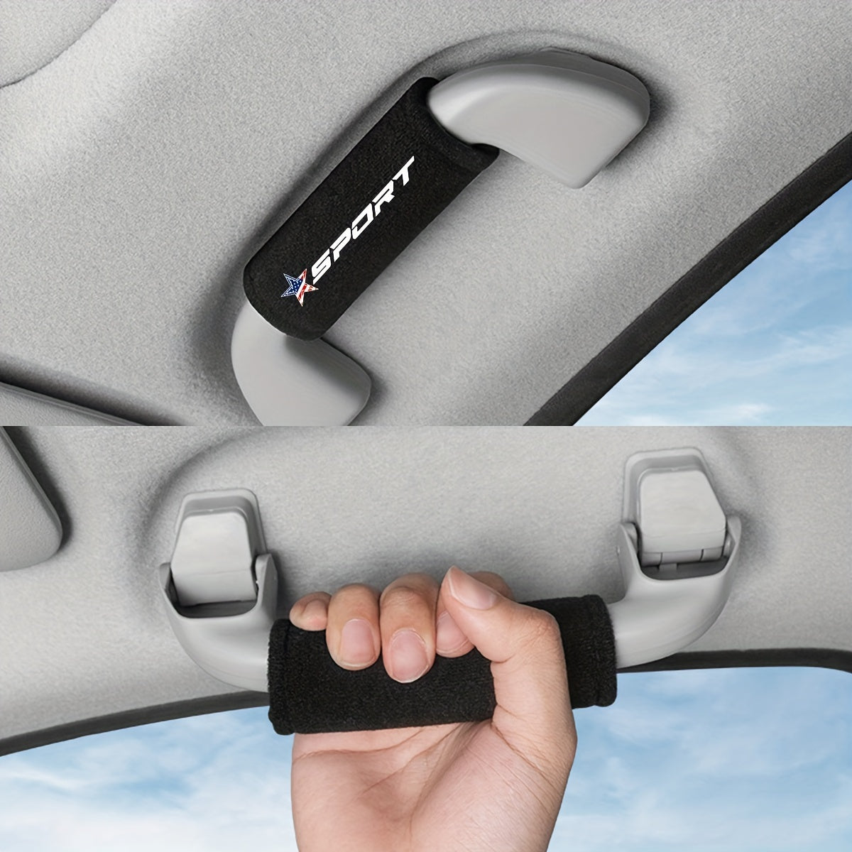 Car Roof Door Handle Protector Armrest Cover for Vehicles Glossy Leather