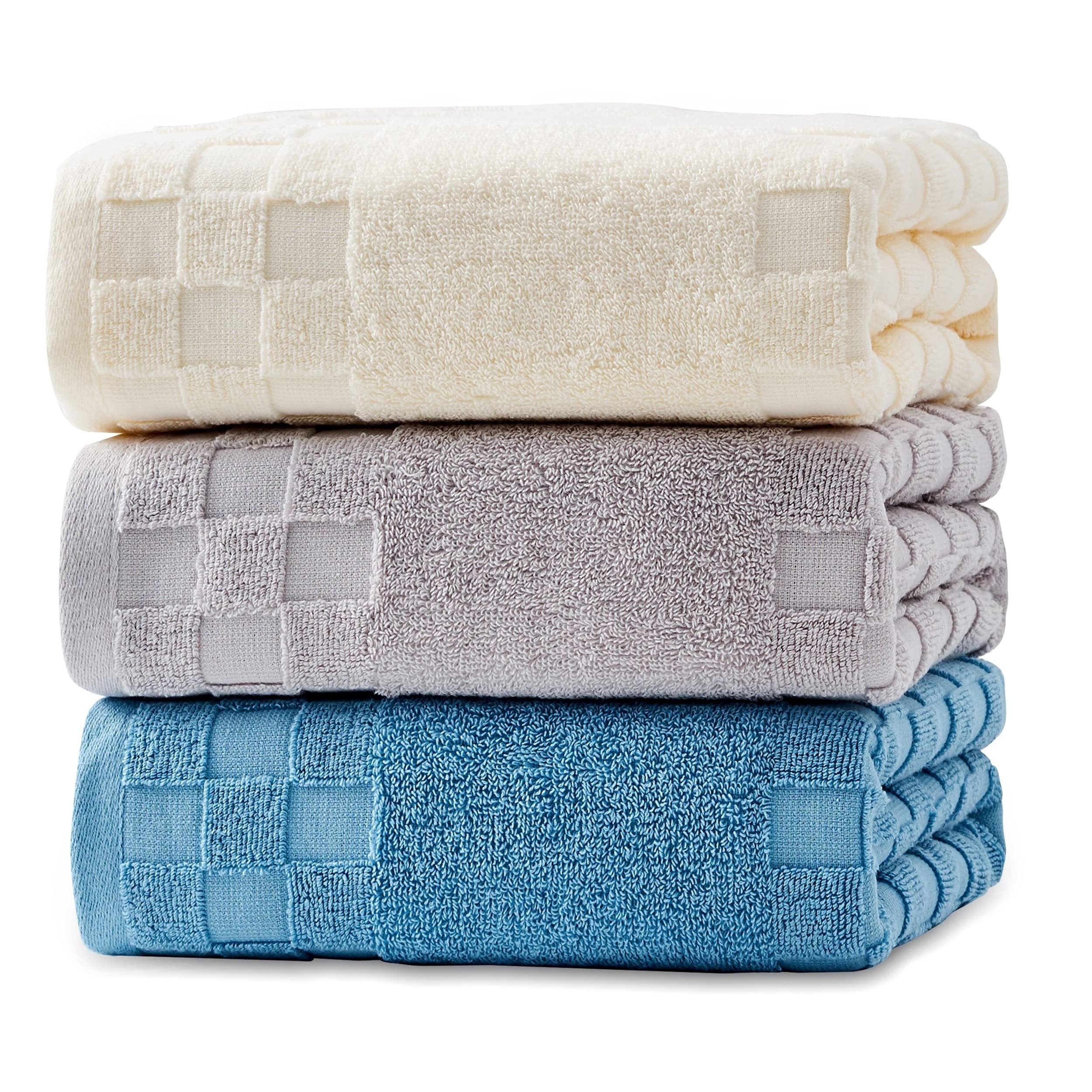 Cotton Towel Set 3-Piece Quick-Drying Fluffy Absorbent Breathable Multicolor 68x140 cm