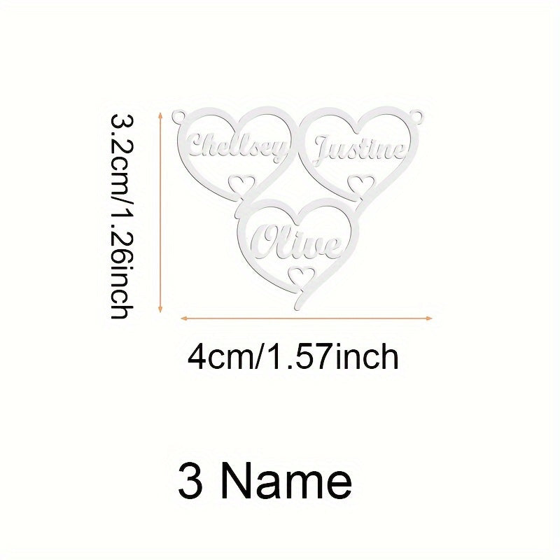 Personalized Name Custom Family Heart Pendant Necklace Stainless Steel Jewelry Gift for Women