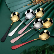 Set of 6 Long-Handled Stainless Steel Spoons for Coffee and Desserts in Multiple Colors