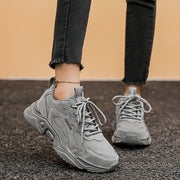 Women's Solid Color High-Top Sneakers Casual Lace-Up Comfort