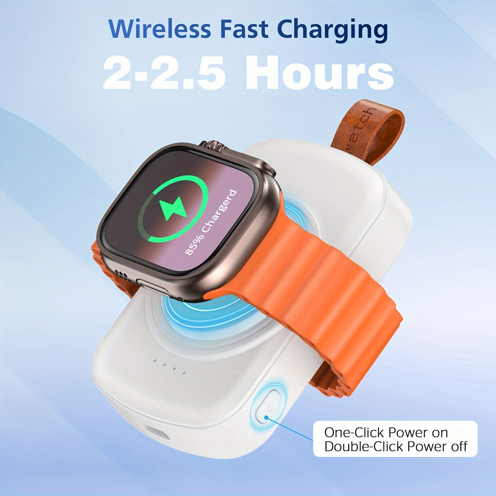 Portable Charger for Apple Watch Series 9/8/7/6/5/4/3/2/SE Magnetic Power Bank 1800mAh Fast Charging