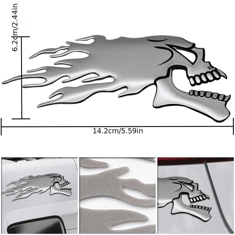 Dos piezas de calcomanías decorativas para coche, calcomanías de cuerpo de motocicleta con calavera de fantasma de PVC, en dos piezas