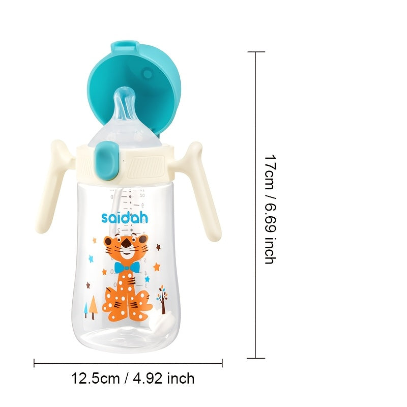 10oz Leak-Proof BPA-Free Silicone Feeding Bottle with Straw for Kids