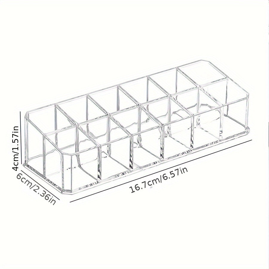 Прозрачный органайзер для губной помады с 12 отделениями - прочный пластик, настольное хранилище для косметики и необходимых вещей в ванной