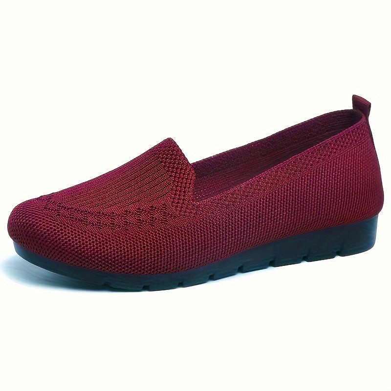 Women's Purple Mesh Fabric Slip-On Loafers with Rubber Sole All-Season