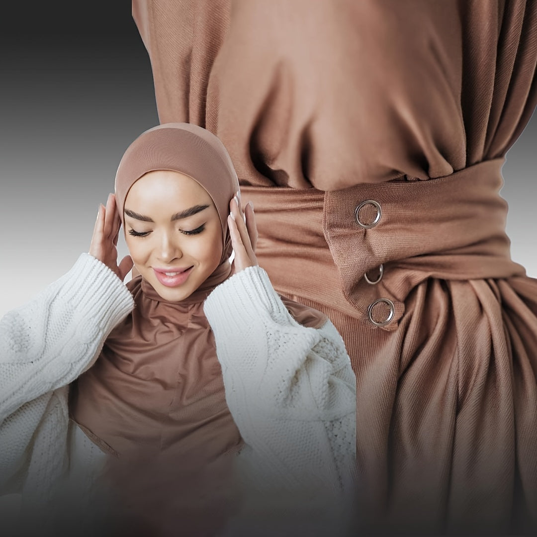 Women's Quick Dry Sports Hijab with Tie Band and Button Closure for Fitness Outdoor Activities