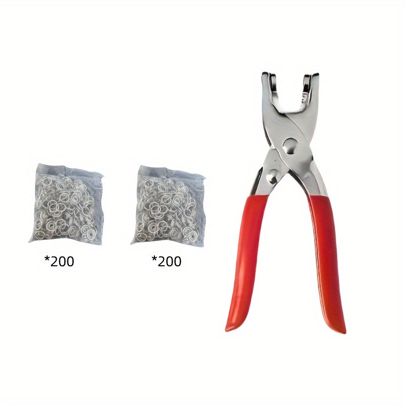 Set of 200 or 400 Silver Gray Press Buttons and Pliers for DIY Leather and Clothing Projects