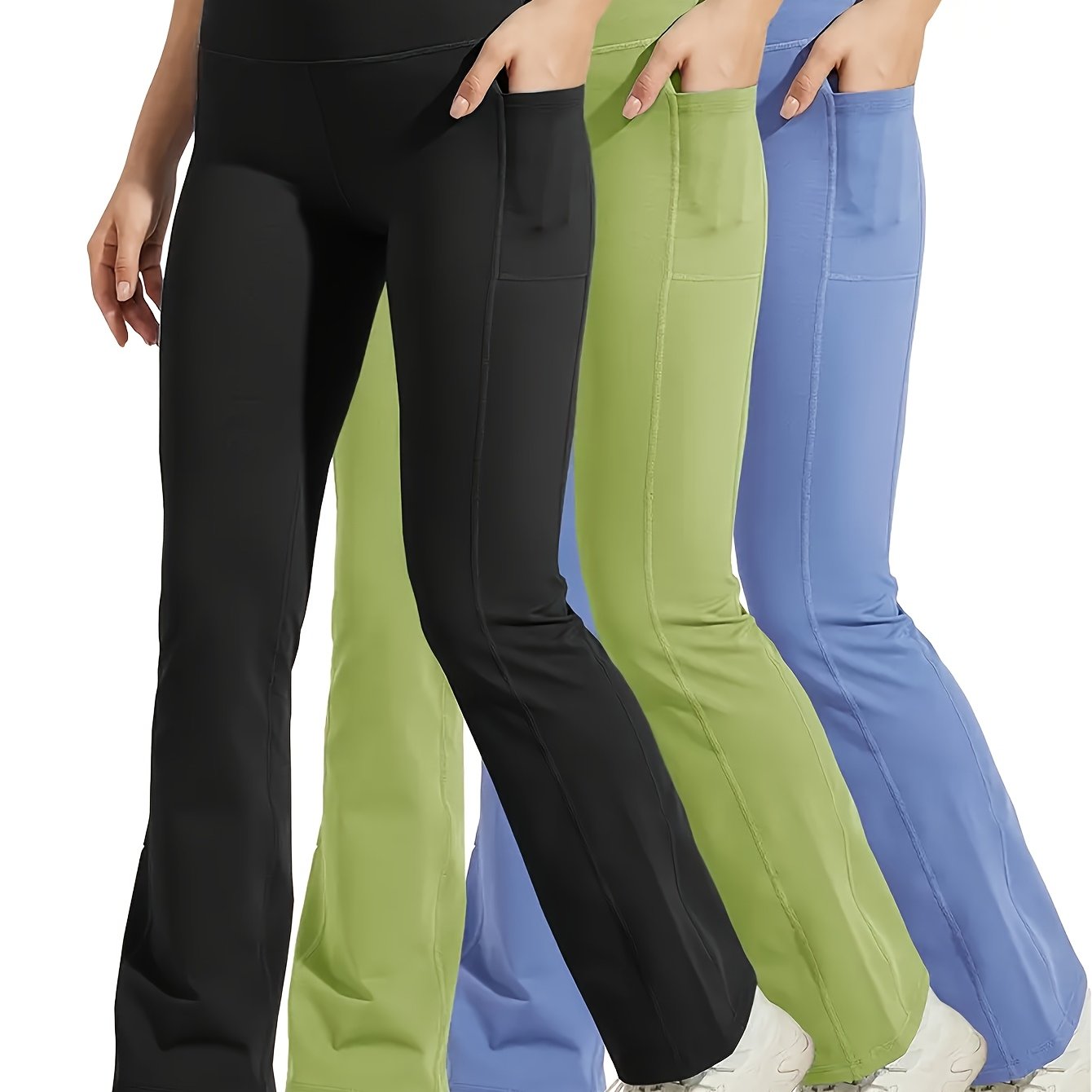 Ayollar uchun katta o'lchamdagi yoga shimlar, cho'ntaklar bilan, yuqori bel, kengaytirilgan faol kiyim