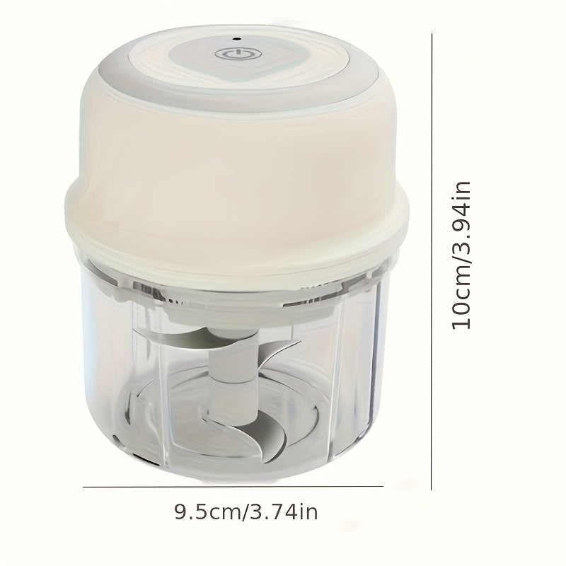 USB зарядлаш билан портатив электр сабзавот ва meva maydalagich, шишаси ошкора 8.45oz (250ml), 3-ўлчамли yong‘oq maydalagich mevalar, sarimsoq, o'tlar uchun. Oq rang, tashqi va sayohat uchun mo‘ljallangan