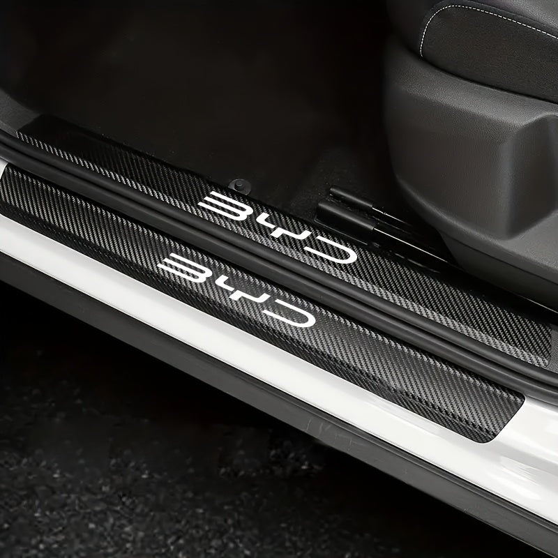 Car Floor Mats Carbon Fiber Non-Slip Scratch-Resistant Black White 10.16cm