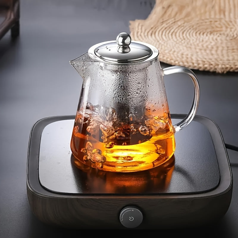 Tetera de vidrio con infusor de acero inoxidable para preparar té y café