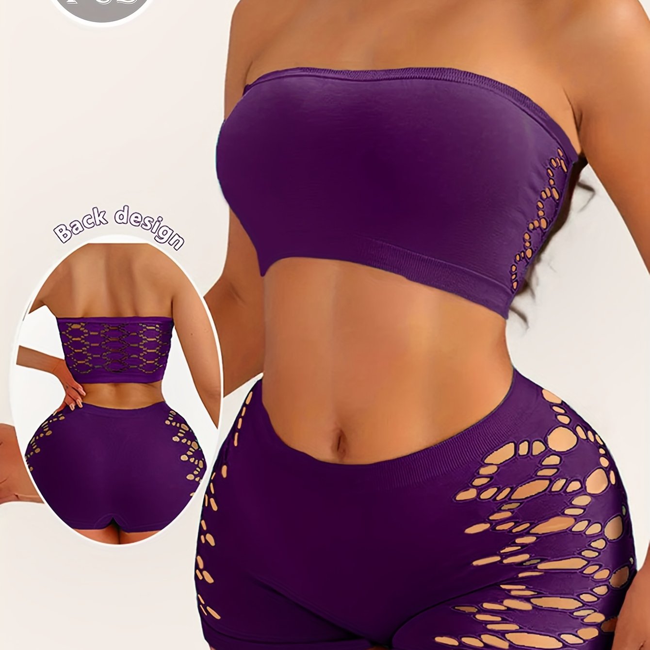 Women's Lingerie Set with Hollow-Out Design and Seamless Tummy Control Panties