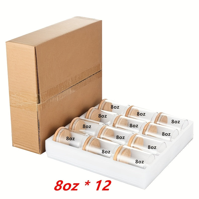 12 frascos de vidrio para especias con tapas de bambú, organización de cocina, embalaje seguro