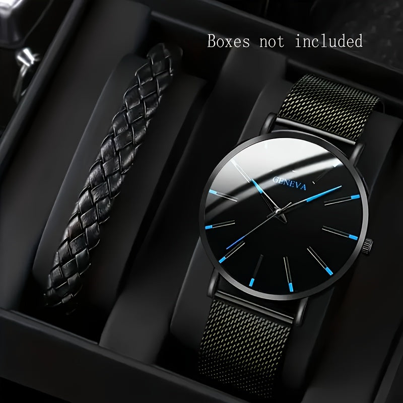 Kvars erkaklar soati bilan aksessuar.