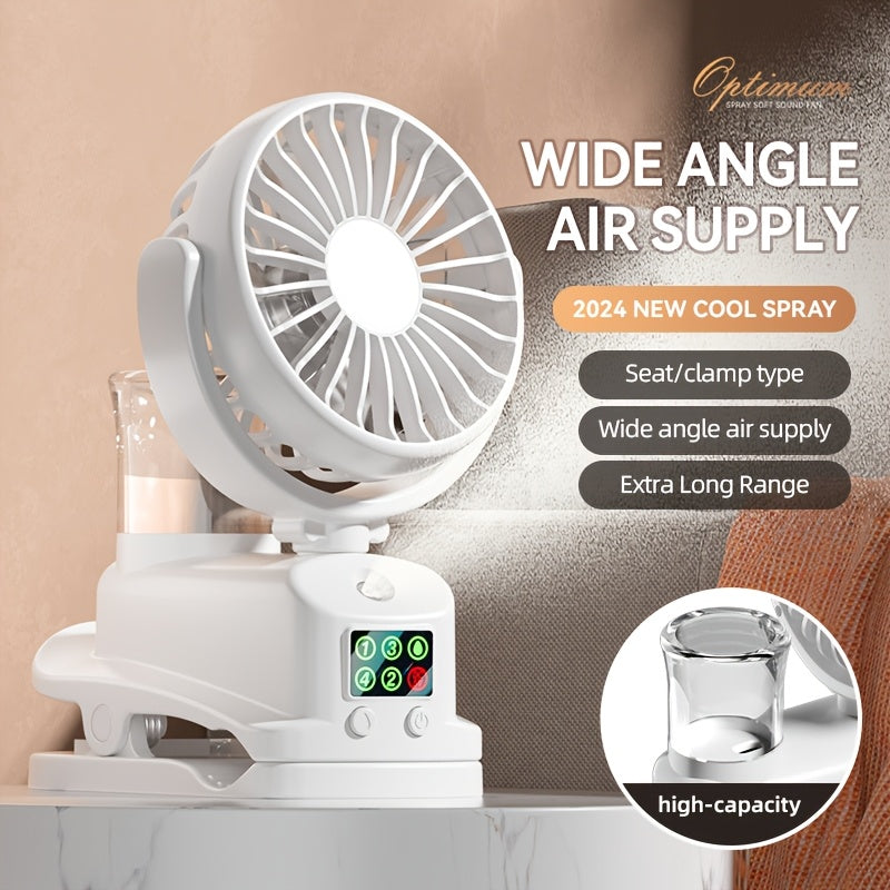 Humidificador ventilador USB 2 en 1 portátil con velocidad de viento y niveles de humedad ajustables