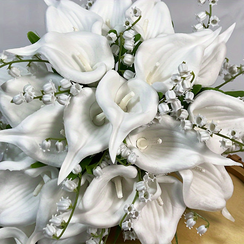 Artificial Calla Lily Bridal Bouquet with Tulle Flowers for Wedding and Home Decor