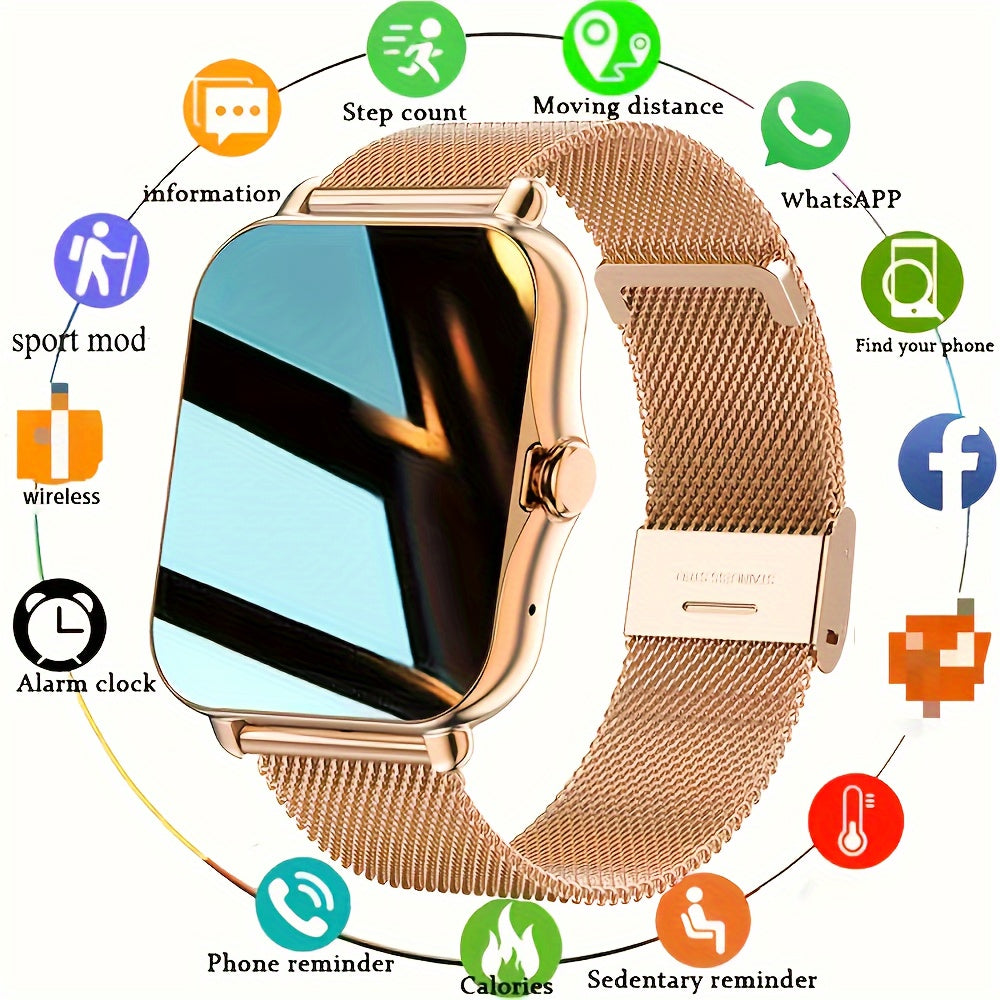Unisex Smart Watch 1.69 Inch Touch Screen Fitness Tracker Wireless Call Compatible with Android and iOS