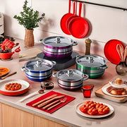 10-Donali zanglamaydigan po'latdan yasalgan idishlar to'plami sho'rva, makaron va uyda pishirish uchun