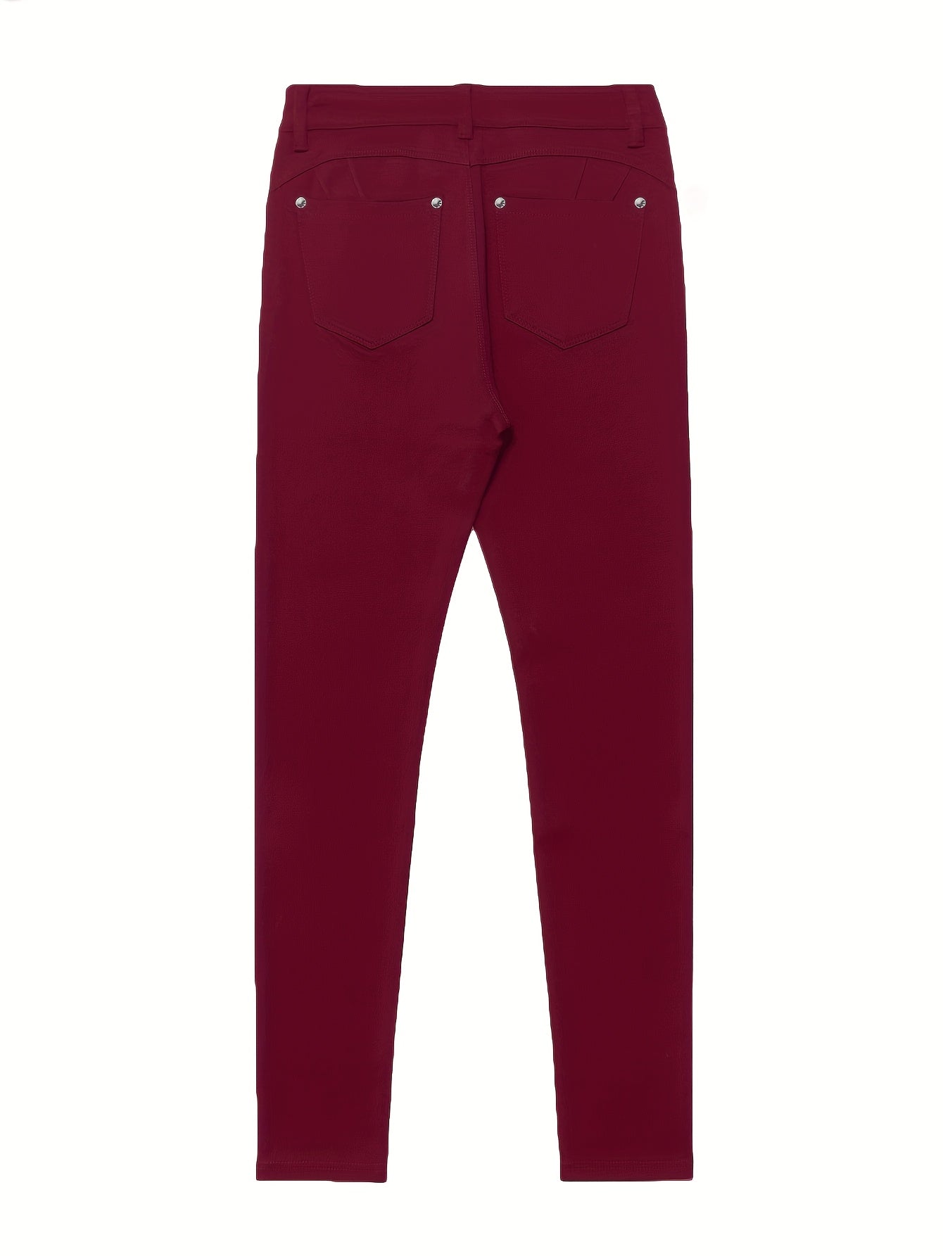 Women's High-Waist Skinny Jeans Maroon Slim Fit Casual Denim