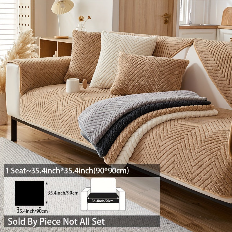 Zamonaviy plush divan qopqog'i, sirpanishga qarshi, itlarga mos, dog'larga chidamli polyester