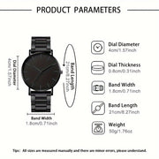 Men's Stainless Steel Quartz Watch with Round Dial Non-Waterproof Gift for Dad or Boyfriend