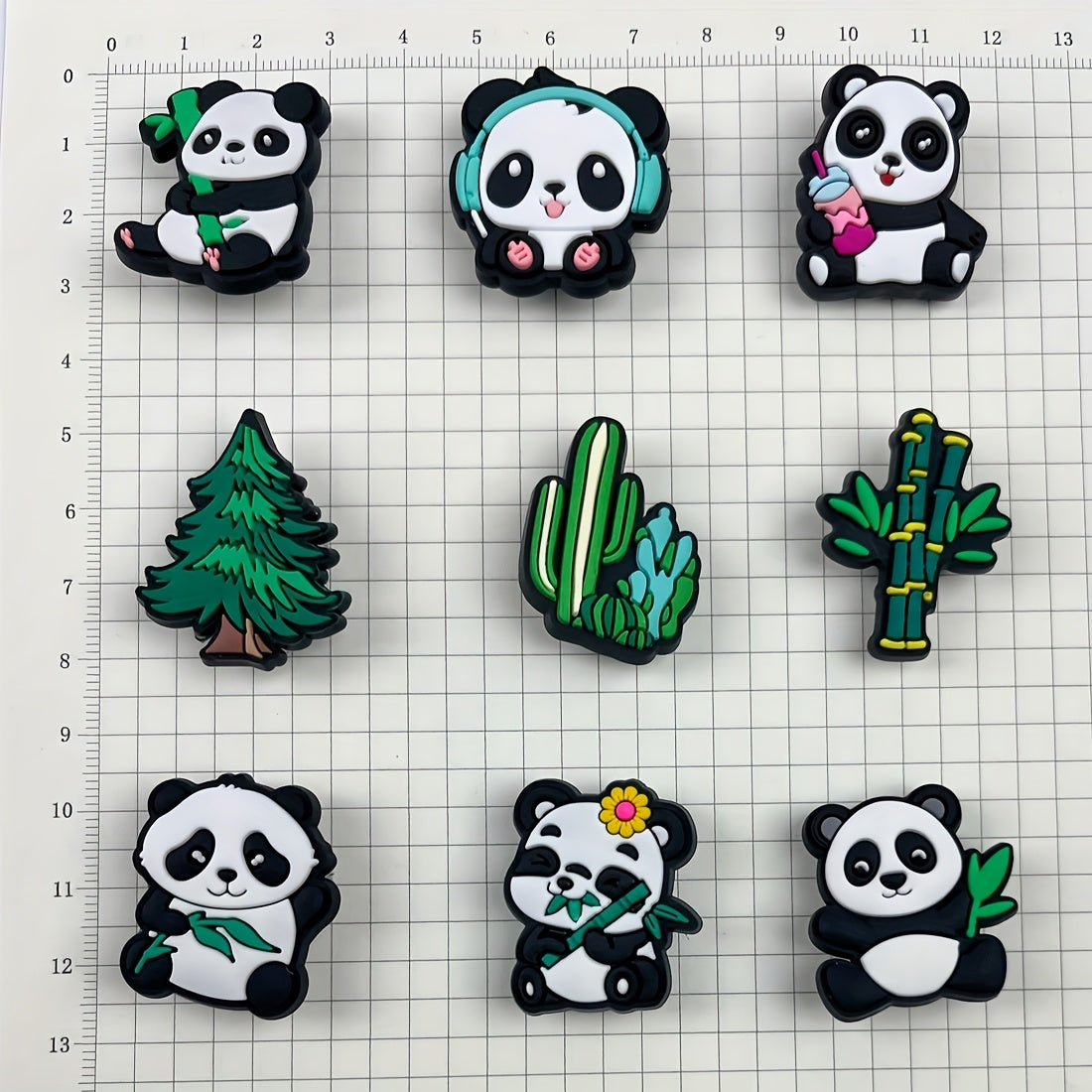 Animal Lovers DIY Panda Charm Set for Slippers and Jewelry, Non-Repetitive, Multiple Sizes