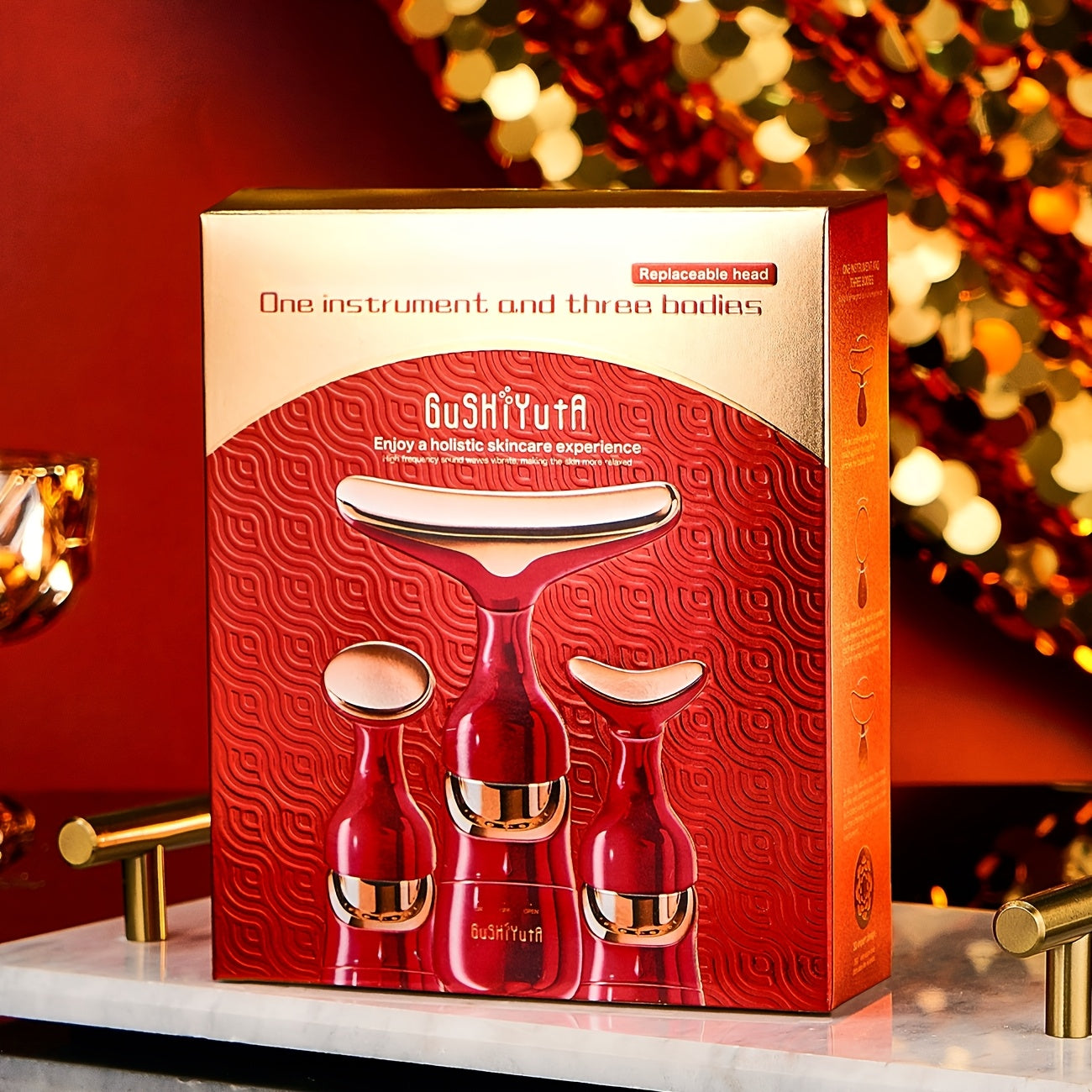 2pcs Dispositivos de masaje para ojos y cuello con batería, herramienta de belleza facial para relajación para mujeres