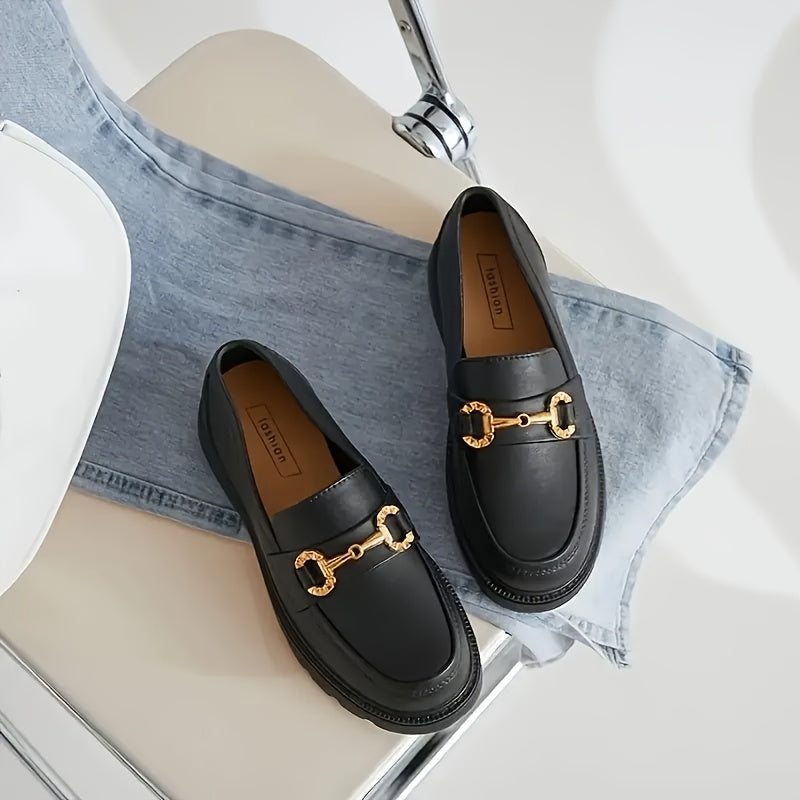 Women's Summer Leather Loafers Slip-On Comfort Shoes with Buckle and Non-Slip Sole