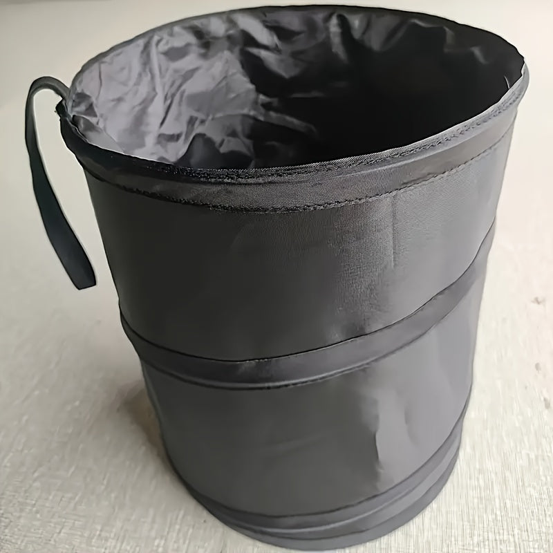 Portable Car Trash Can Foldable Auto Garbage Bin with Storage Black