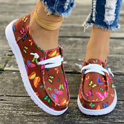 Women's Butterfly Print Canvas Slip-On Shoes Casual Comfortable Sneakers