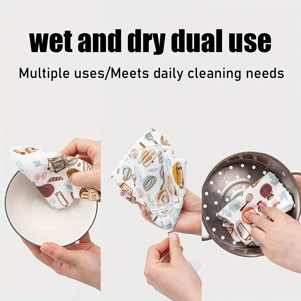 Plush Retro Coffee Microfiber Kitchen Washcloths Soft Absorbent Reusable