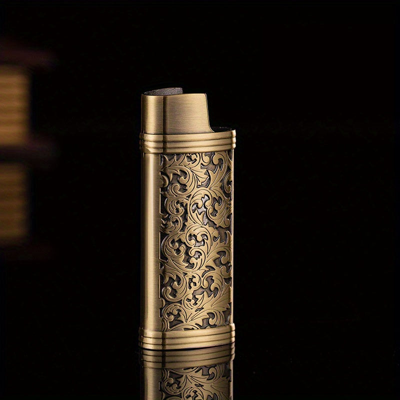 Small Metal Lighter Set Vintage Floral Mini Lighter Cover Holder