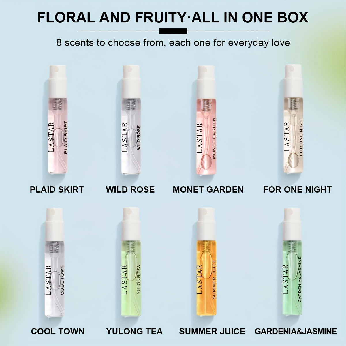 8-Piece Perfume Gift Set with Floral and Fruity Scents for Men and Women