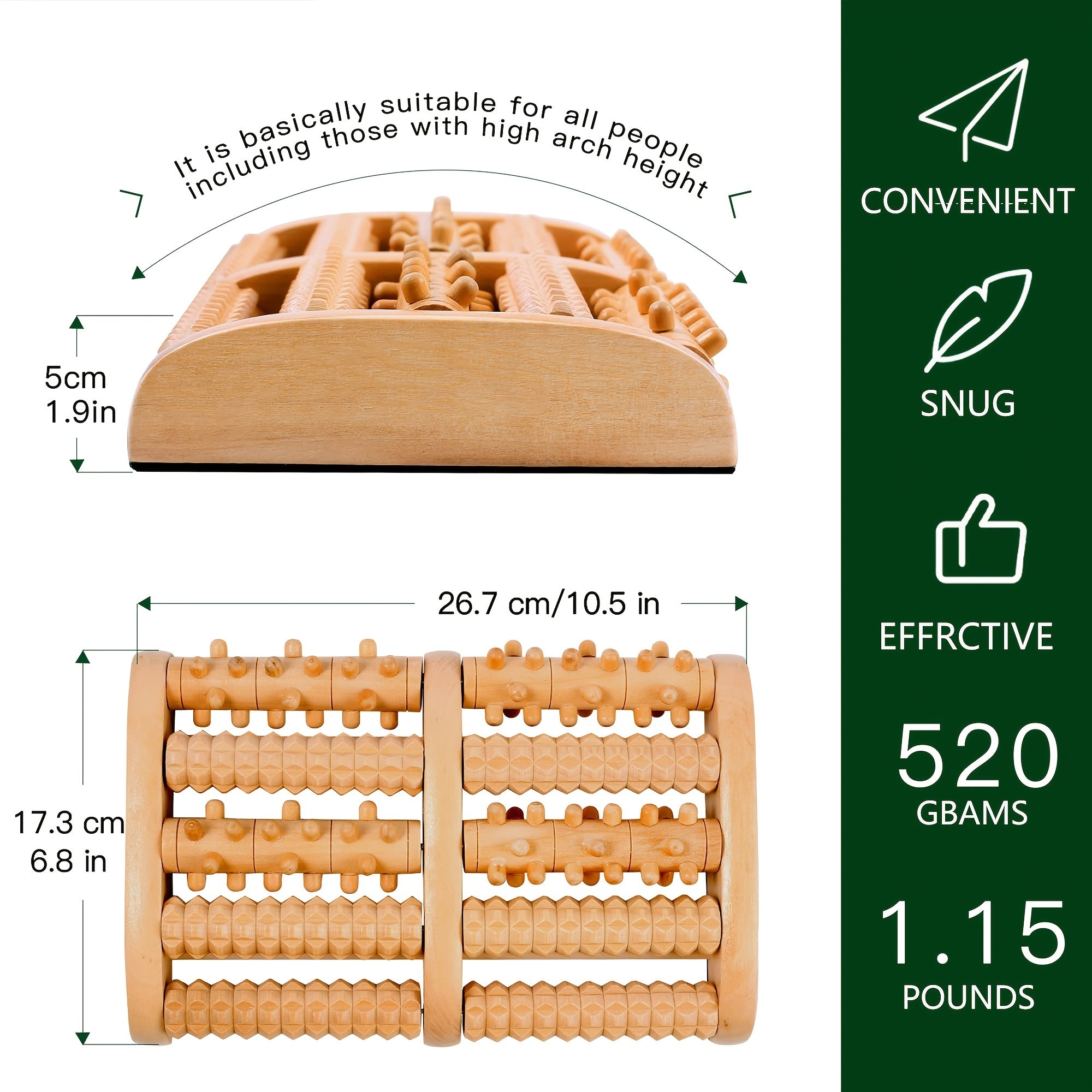 Wooden Foot Massager Roller for Pain Relief and Fatigue Reduction