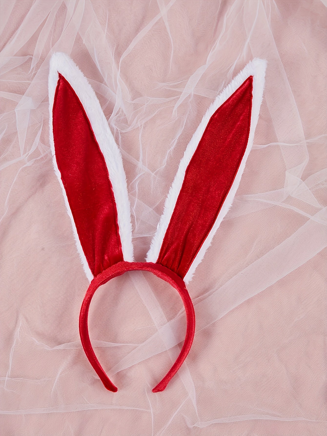 Adult Bunny Costume Set with Headband Bralette Thong and Bunny Tail