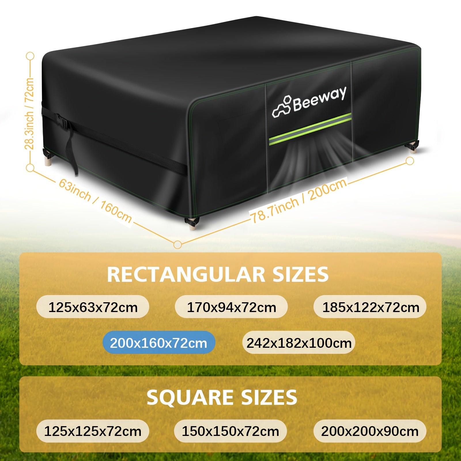 Outdoor Furniture Cover Waterproof Windproof 420D Oxford Fabric with Air Vent Black