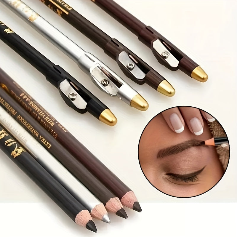 Women Waterproof Eyebrow Pencil and Eyeliner with Sharpener