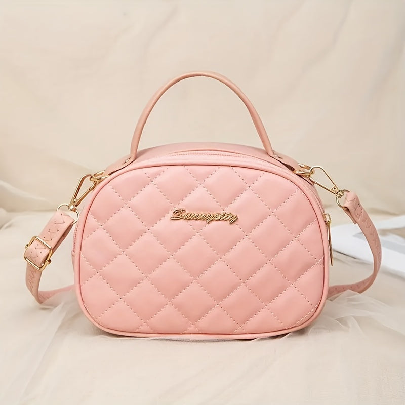 Qizlar uchun zamonaviy romb shaklidagi tikuvli xochga osiladigan sumka, mobil telefon va tangalar uchun cho'ntaklari bilan ideal sovg'a tanlovi.