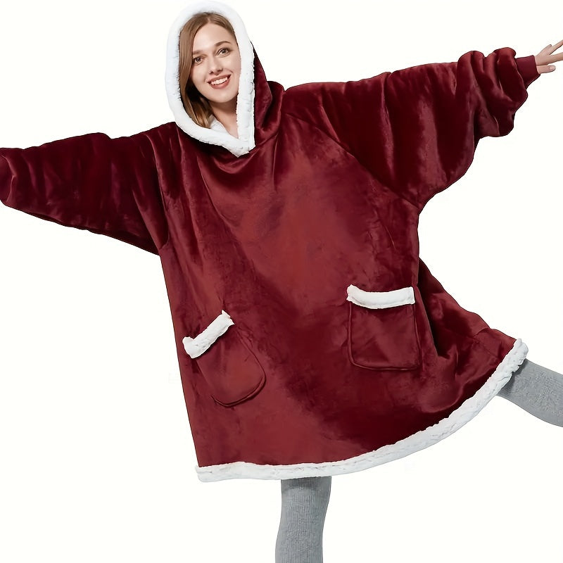 Manta vestible de tamaño extra para hombres y mujeres, suave franela con bolsillo frontal