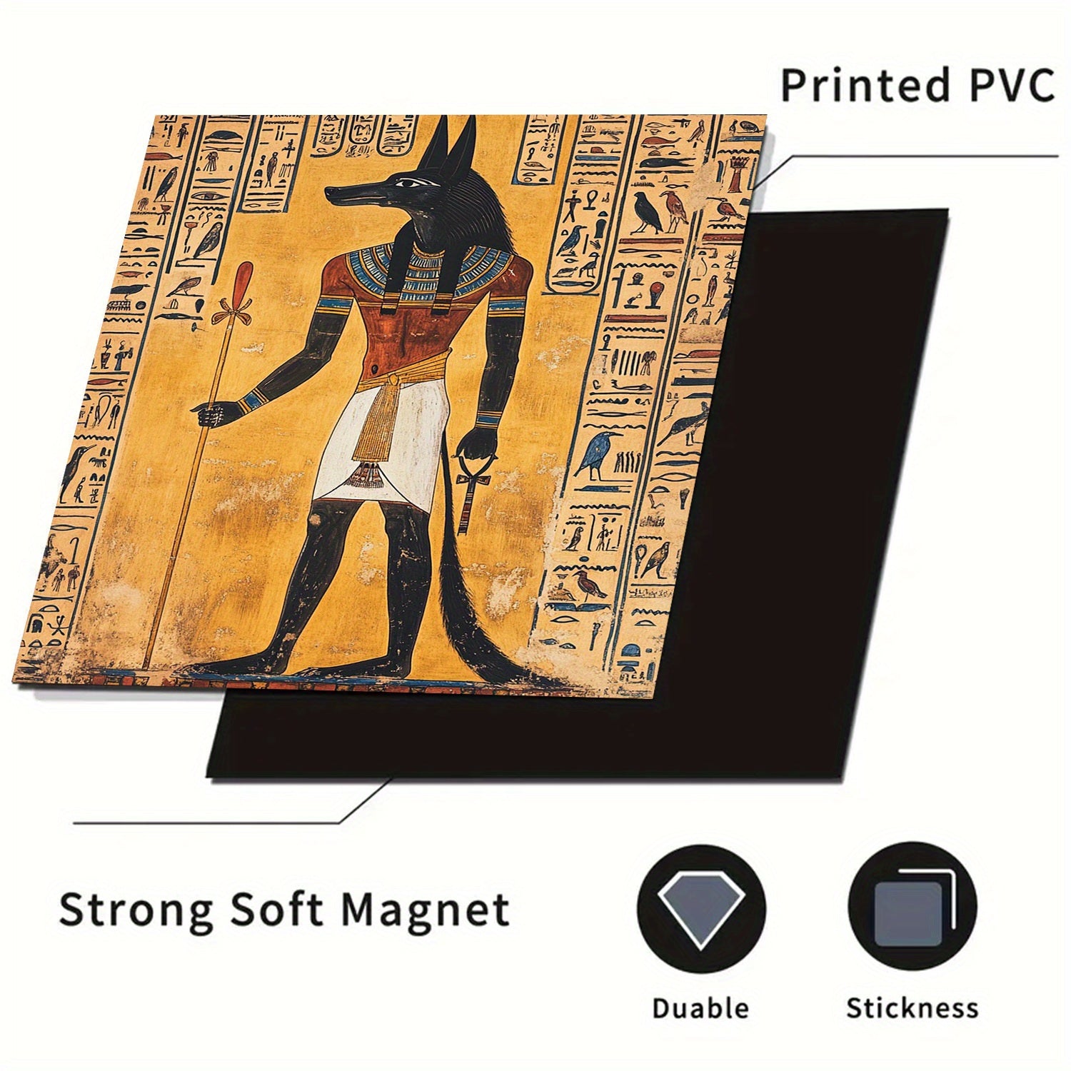 Misr Xudosi devor san'ati magnit, suv o'tkazmaydigan PVC metall paneli stiker, hieroglifli bezak