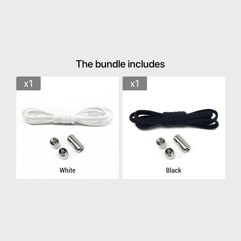 Unisex Elastic No-Tie Shoelaces with Metal Aglets White Sporty Laces