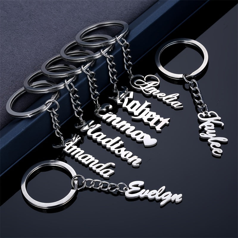 Personalized Stainless Steel Keychain with Custom Name for Mother's Day Gift