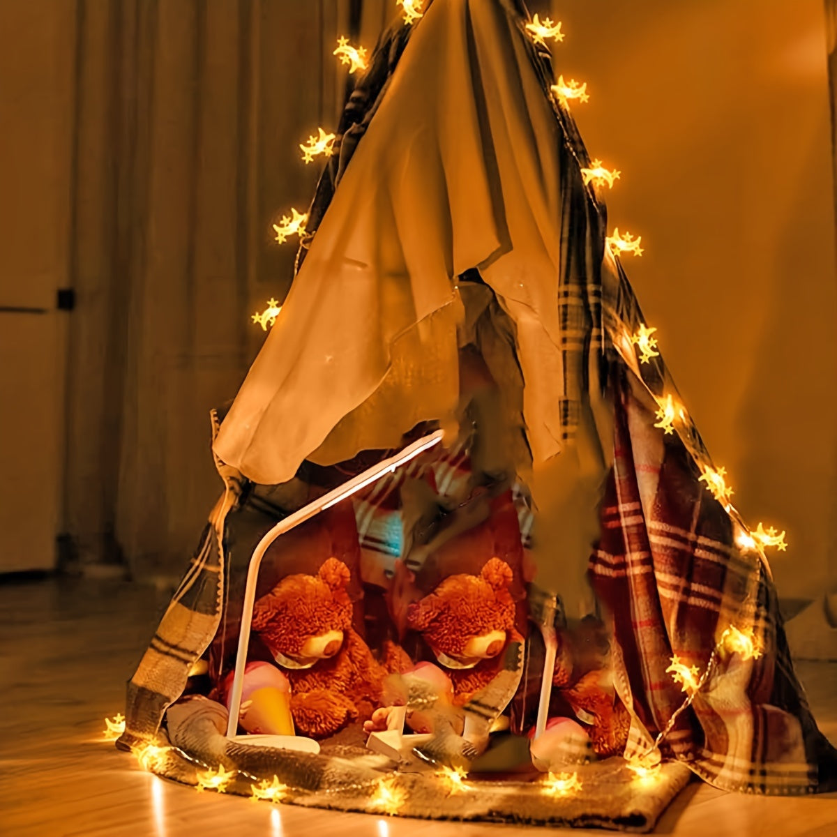 Battery Powered Star and Moon String Lights for Home Decor Indoor Festive Holiday Christmas Ramadan