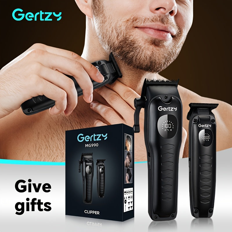 Men's Hair Clipper Set with LED Display Nine Limit Combs Hair and Oil Clippers Gift