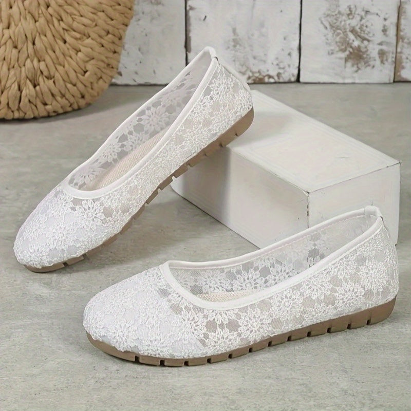 Women's Floral Breathable Slip-On Flat Shoes - Lightweight Mesh Loafers